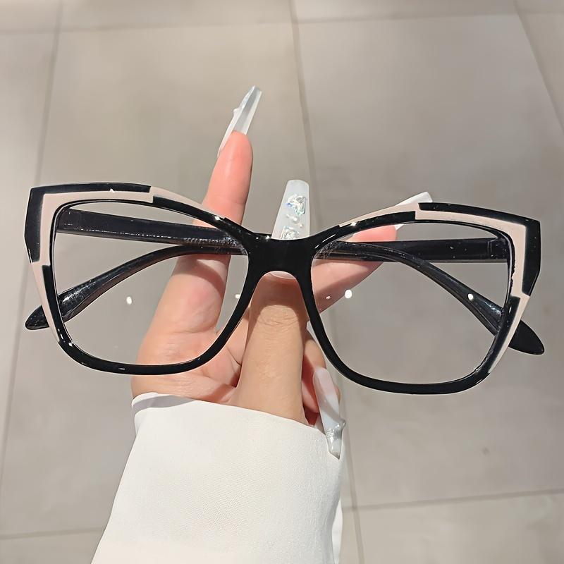 Cat Eye Color Block Frame Clear Lens Glasses Leopard Fashion Computer Glasses Spectacles For Women