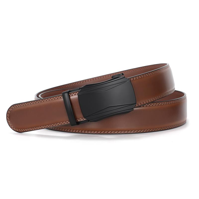 Men's Leather Ratchet Comfort Click Belt, Cut to Exact Fit, for Business for Casual, Father's Day Gift