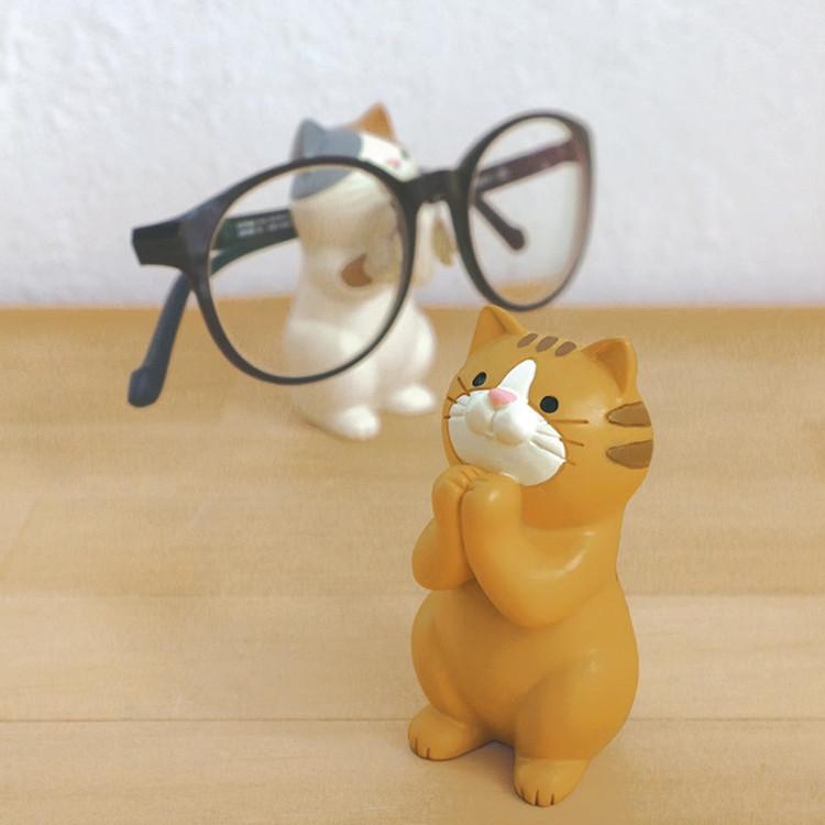 Cute Cat Design Glasses Holder, 1 Count Resin Ornament Glasses Holder, Creative Desktop Decoration for Home Living Room & Office & Coffee Shop