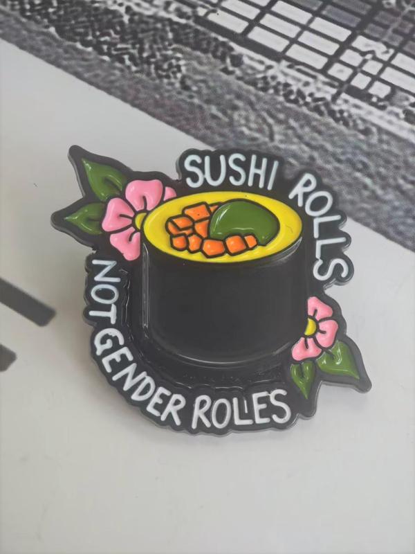 Sushi Roll Badge, Cute Cartoon Food Badge, Fashion Alloy Badge for Women & Men, Trendy All-match & Exquisite Brooch for Birthday Gift