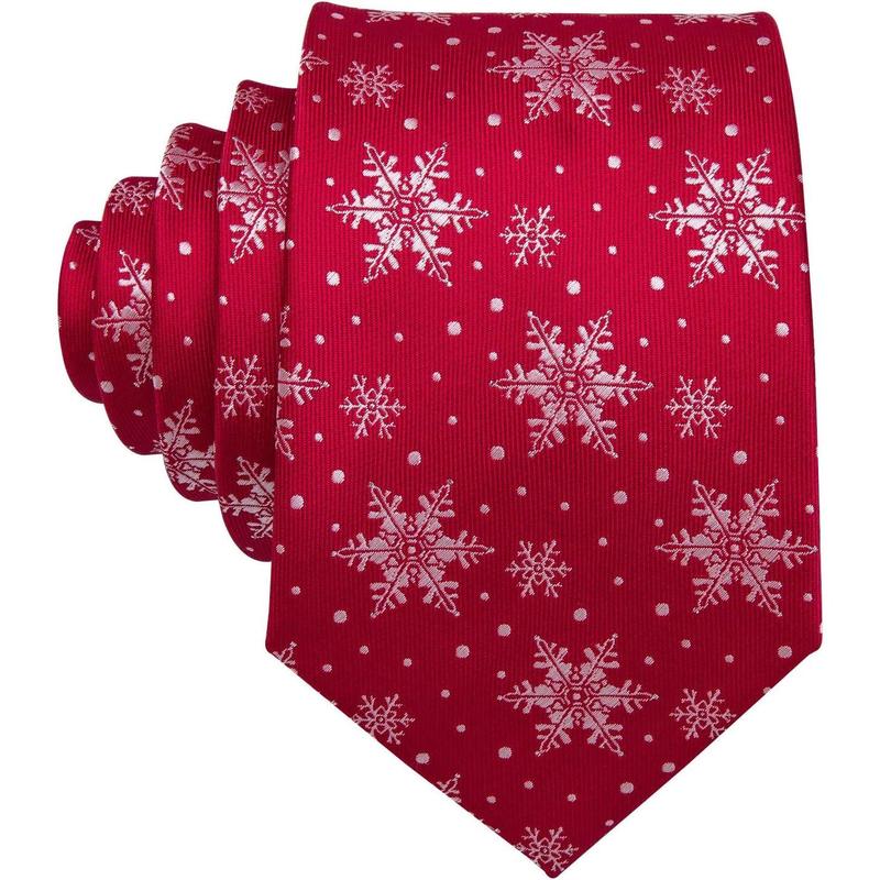 Christmas Ties for Men Silk Woven Necktie Extra Long Holiday Neck Ties Xmas Snowflake Festival New Year