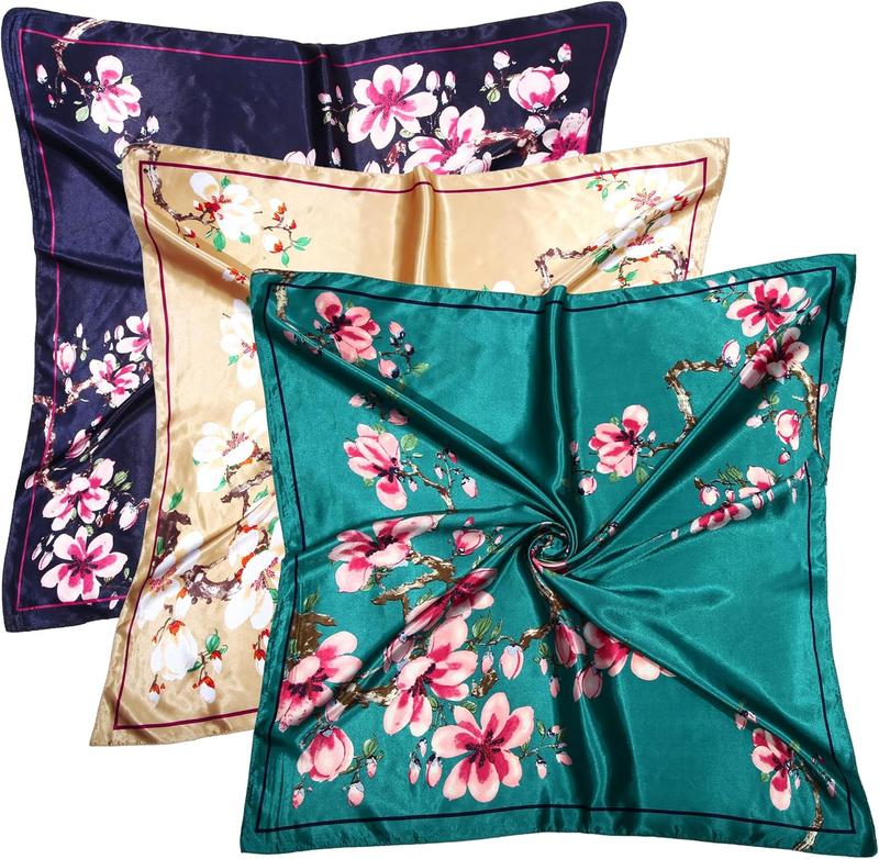 3 count 35 Inches Silk Scarf Satin  Scarf Hair Scarf Silk  Scarf Silk Bandana Silk Hair Wrap  Scarf for Women