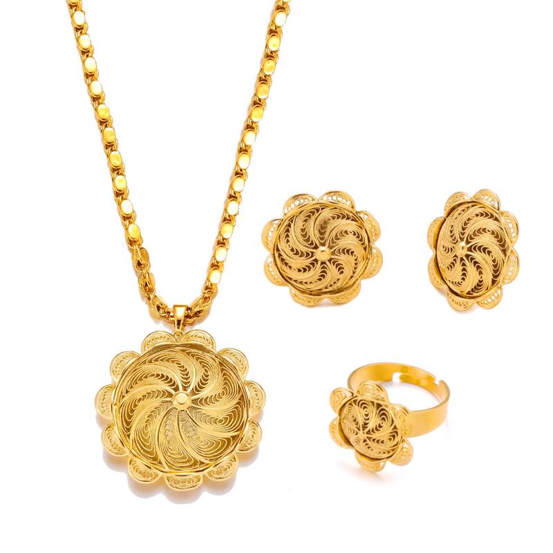 MY745 Gold Plated  Ethiopian Jewelry Sets for women girls Christmas Anniversary Wedding Gifts