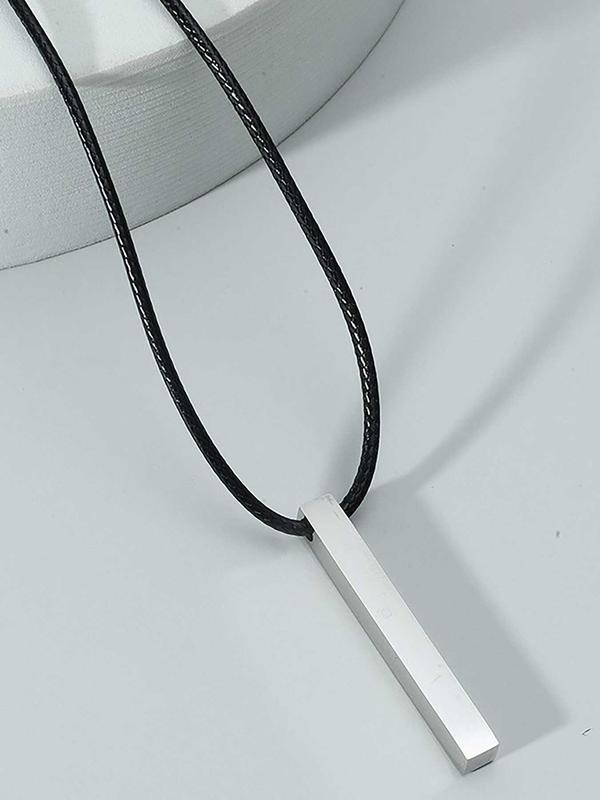 Men's Simple Plain Column Pendant Necklace, Casual Versatile Accessory for Men for Daily Life without Box