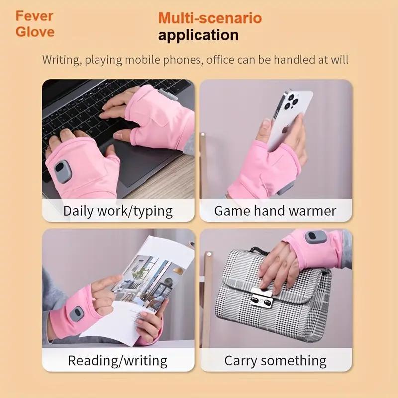 USB Rechargeable Heated Gloves, 1 Pair Adjustable Temperature 3 Gear Heated Gloves, Sports & Outdoor Accessories for Winter Outdoor Work