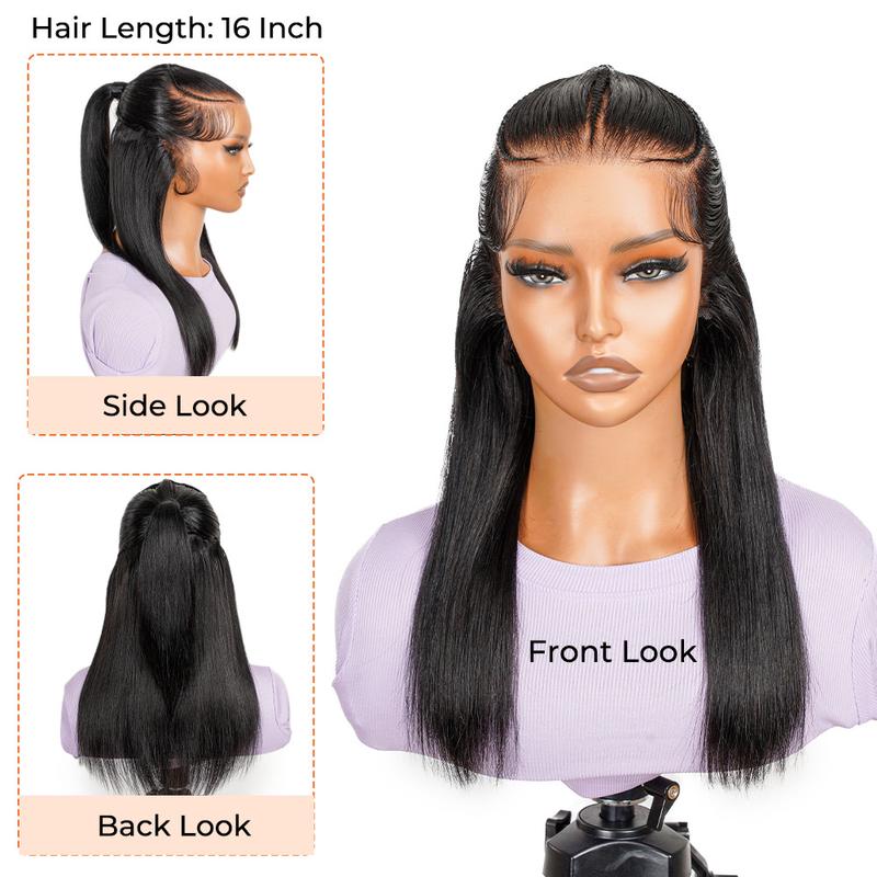 Alipearl Hair Half Up Half Down 13x4 Lace Frontal Pre Styled Glueless Ponytail Wig Human Hair Pre Bleached Pre Cut Braided Bob Wig Beginner Friendly