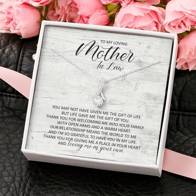 Mother In Law Gift, Mother Of Groom Gift, Mother In law Gifts, Mother gift, Gift For In Laws, gift for women, Christmas Gift gift idea, Birthday Gift Box, New Year Gift. To my Family, Friend Message Card Necklace. Gift message