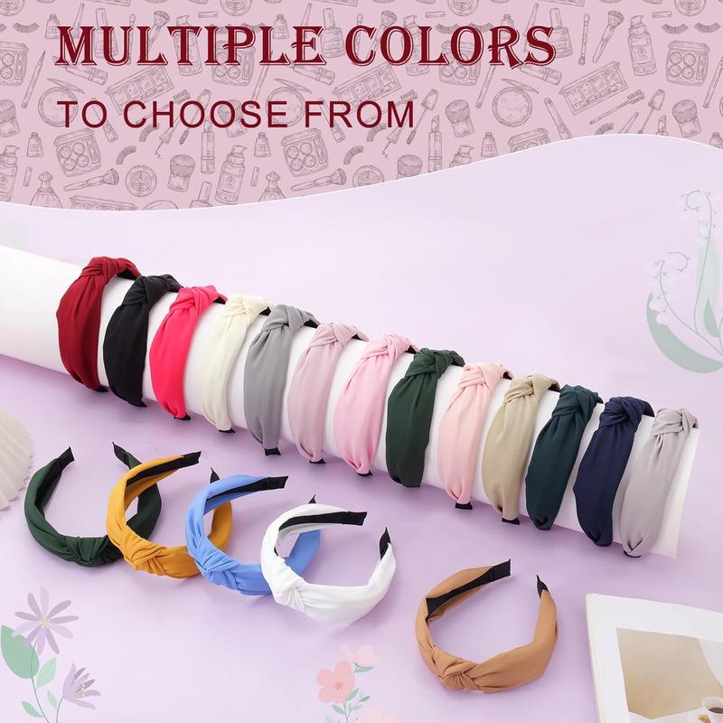 5-Pack Knotted Headbands for Women - Wide Non-Slip Top Knot Headbands for Stylish Hair Accessories- Pink & Light Gray