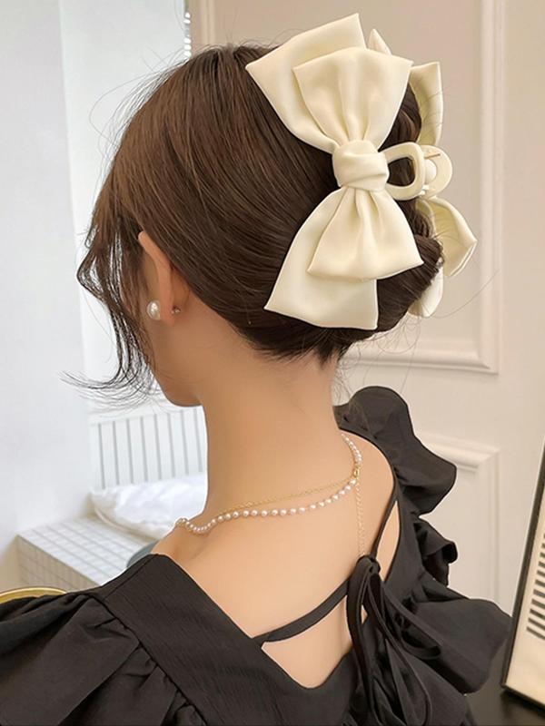 Double Layer Large Bow Decor Hair Claw, Sweet and Cute Hair Claws for Girls, Fashionable Hair Accessories for Women, Minimalist Headwear Suitable for Hair