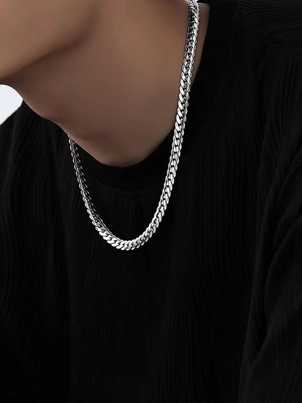 Punk Style Stainless Steel Chain Necklace, Casual Matching Simple Necklace for Men, Fashion Men's Hip Hop Jewelry Gift