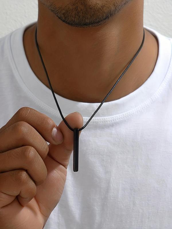 Men's Simple Plain Column Pendant Necklace, Casual Versatile Accessory for Men for Daily Life without Box