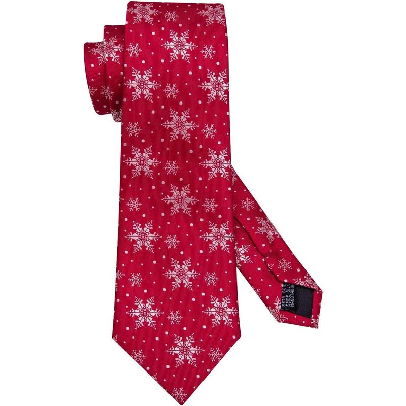 Christmas Ties for Men Silk Woven Necktie Extra Long Holiday Neck Ties Xmas Snowflake Festival New Year