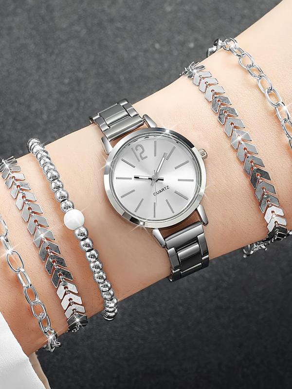 Women's Elegant Fashion Watch & Chain Bracelets Set, Fashion Watch with Jewelry Set for Party, Daily Decor, Trendy All-match & Exquisite Watch Set for Birthday Gift, without Box