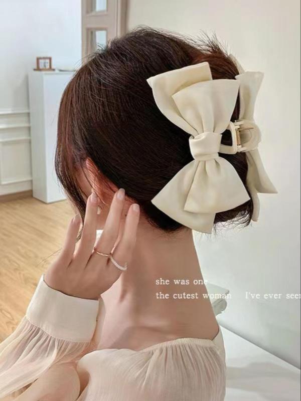 Double Layer Large Bow Decor Hair Claw, Sweet and Cute Hair Claws for Girls, Fashionable Hair Accessories for Women, Minimalist Headwear Suitable for Hair