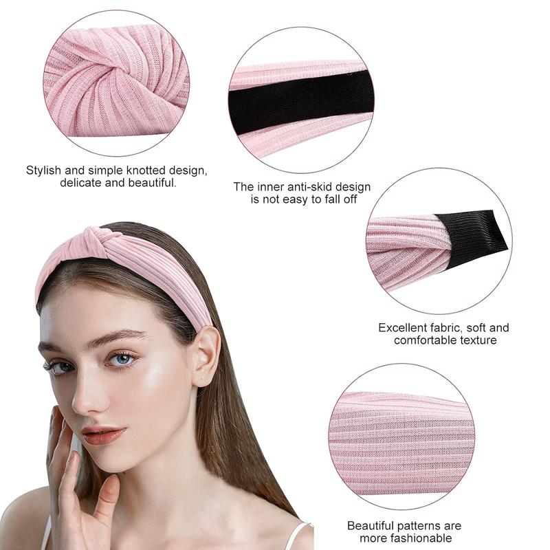 10 Pack Knotted Wide Headbands for Women Cute Fashion Head Wrap in Solid Color Non-slip Hair Accessories for Daily Festival Presents