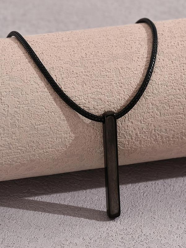 Men's Simple Plain Column Pendant Necklace, Casual Versatile Accessory for Men for Daily Life without Box