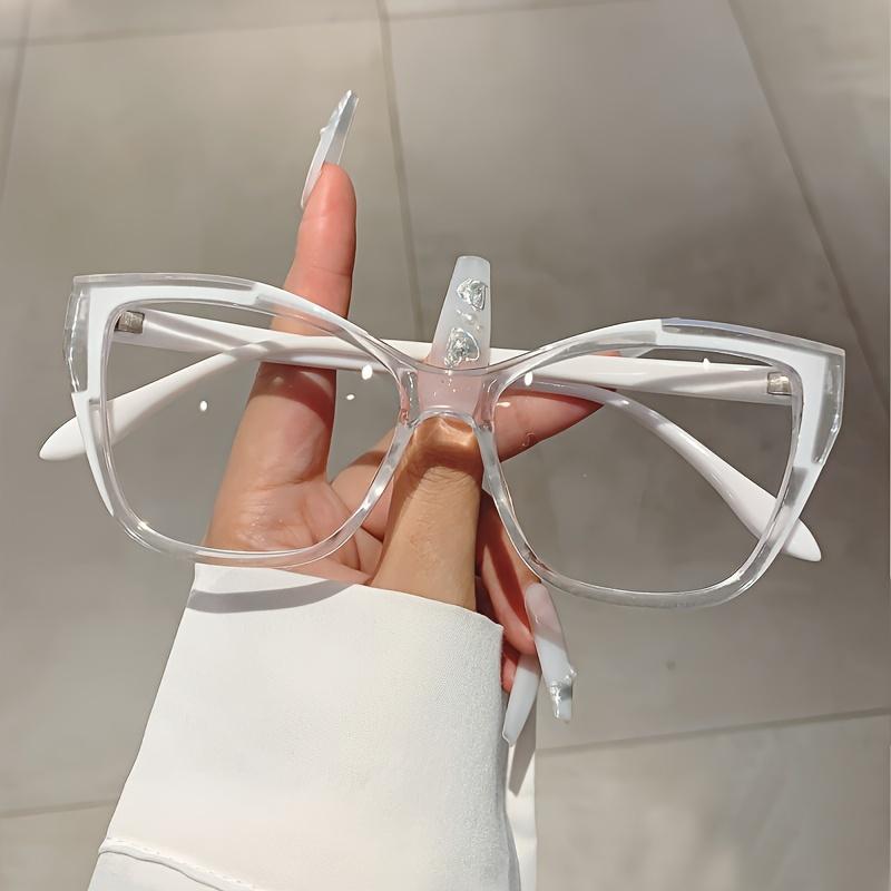 Cat Eye Color Block Frame Clear Lens Glasses Leopard Fashion Computer Glasses Spectacles For Women