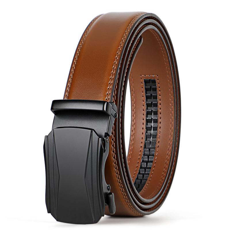 Men's Leather Ratchet Comfort Click Belt, Cut to Exact Fit, for Business for Casual, Father's Day Gift