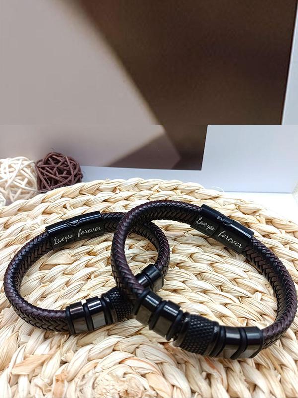 Men's Fashion Letter Design Jewelry Set, Including Necklace & Braid Bracelet & Bottle Set for Clothing Decor, Trendy Jewelry Set  with Box & Greeting Card