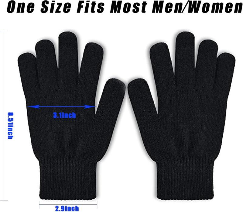 3 Pairs Winter Magic Gloves Adults Warm Stretchy Unisex Black Gloves One Size Fits  Men Women Teens Magic Knit Gloves