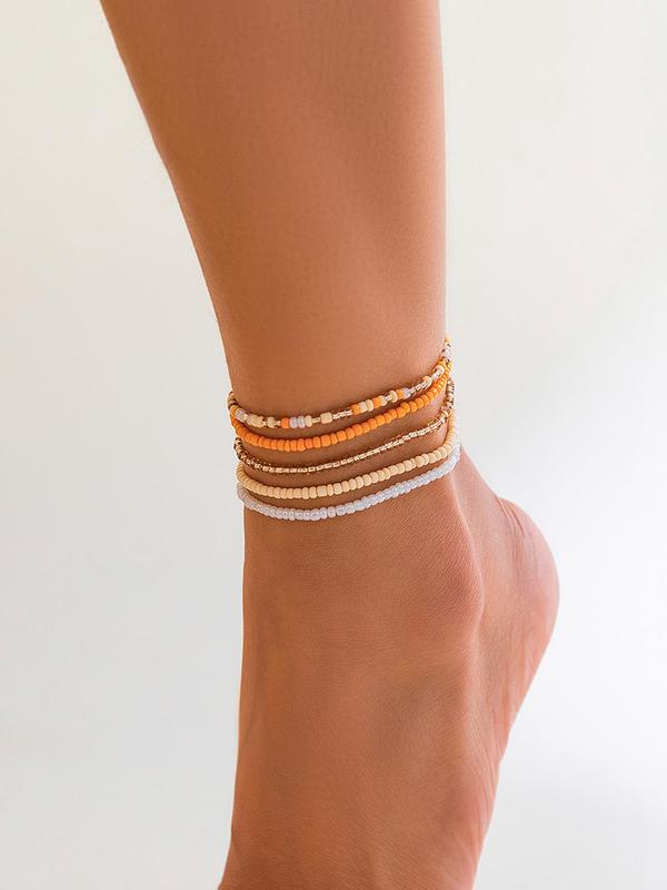 Boho Style Beaded Anklet, Fashionable Beaded Anklet for Women & Girls, Elegant All-match Fashion Accessories for Daily Wear