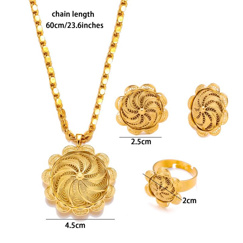 MY745 Gold Plated  Ethiopian Jewelry Sets for women girls Christmas Anniversary Wedding Gifts