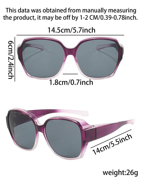 Square Frame Eyeglasses Fit Over Glasses, Trendy Casual UV Protection Sunglasses, Fashion Accessories for Outdoor Activities