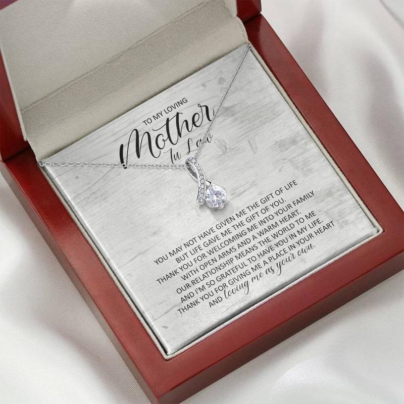 Mother In Law Gift, Mother Of Groom Gift, Mother In law Gifts, Mother gift, Gift For In Laws, gift for women, Christmas Gift gift idea, Birthday Gift Box, New Year Gift. To my Family, Friend Message Card Necklace. Gift message