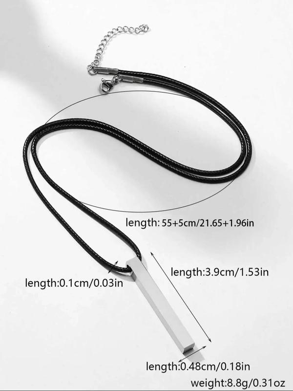 Men's Simple Plain Column Pendant Necklace, Casual Versatile Accessory for Men for Daily Life without Box