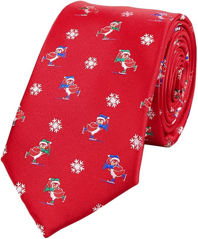 Christmas Tie Necktie Xmas Scarf Polyester Neckwear Classic Festive Tie Dress Accessories