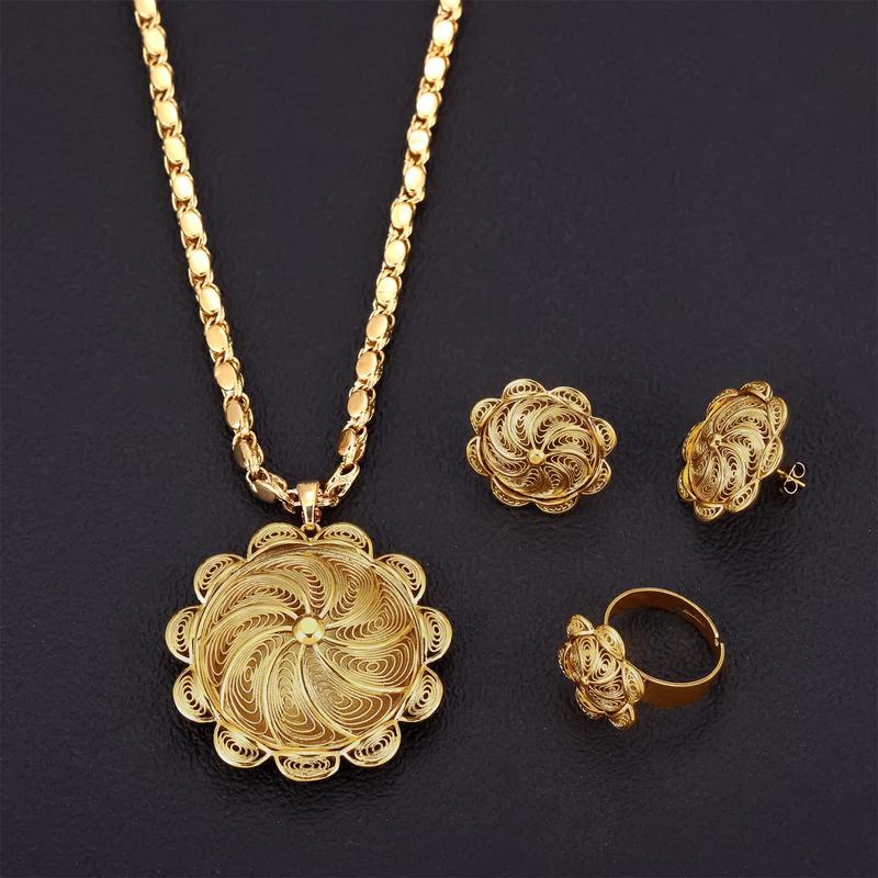 MY745 Gold Plated  Ethiopian Jewelry Sets for women girls Christmas Anniversary Wedding Gifts