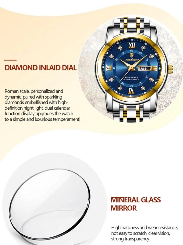 Women's Elegant Rhinestone Decorated Quartz Watch, Fashion Waterproof & Luminous Wristwatch with Date Display, Trendy Watch for Women As Gift with Box