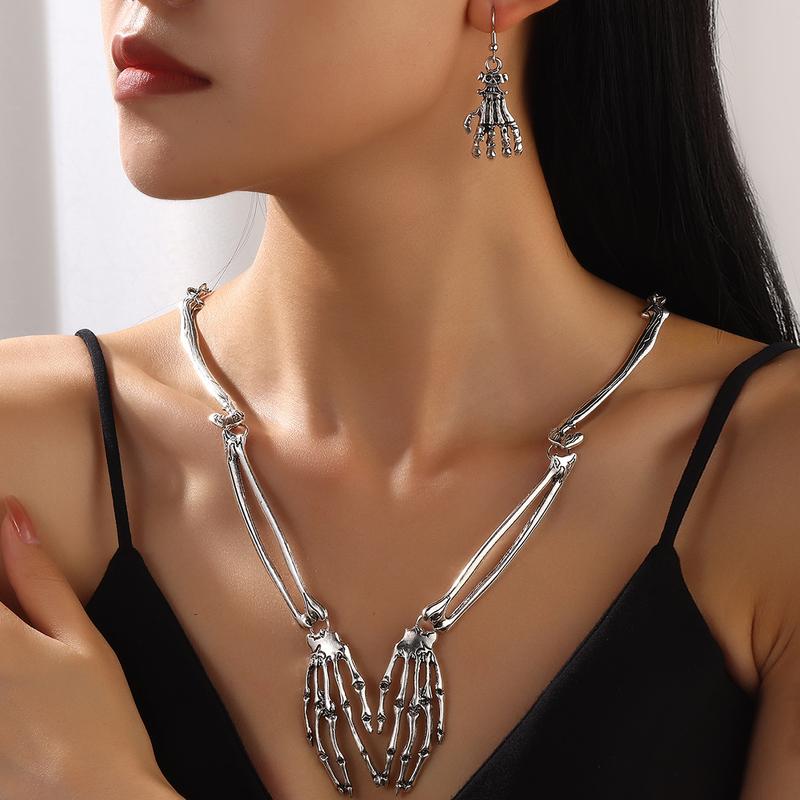 New Halloween Skull and Ghost Festival Claw Necklace Earrings Accessories Holiday Party Dress Up Props