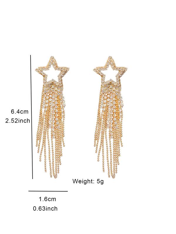 Star & Rhinestone Decor Dangle Earrings, Elegant Women's Jewelry For Party, Daily Clothing Decor