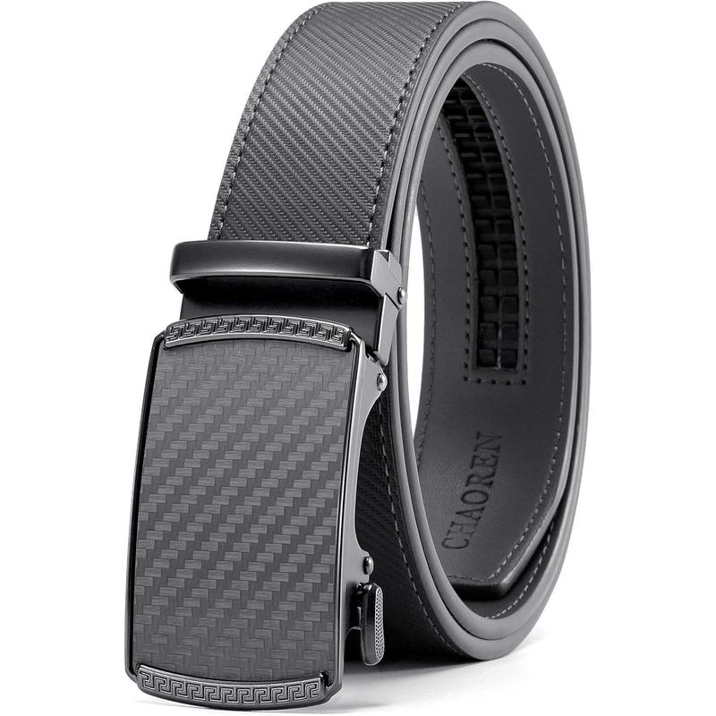 CHAOREN Mens Belt Leather Ratchet Belt - Customizable Fit, Effortless Style (35mm,Grey)