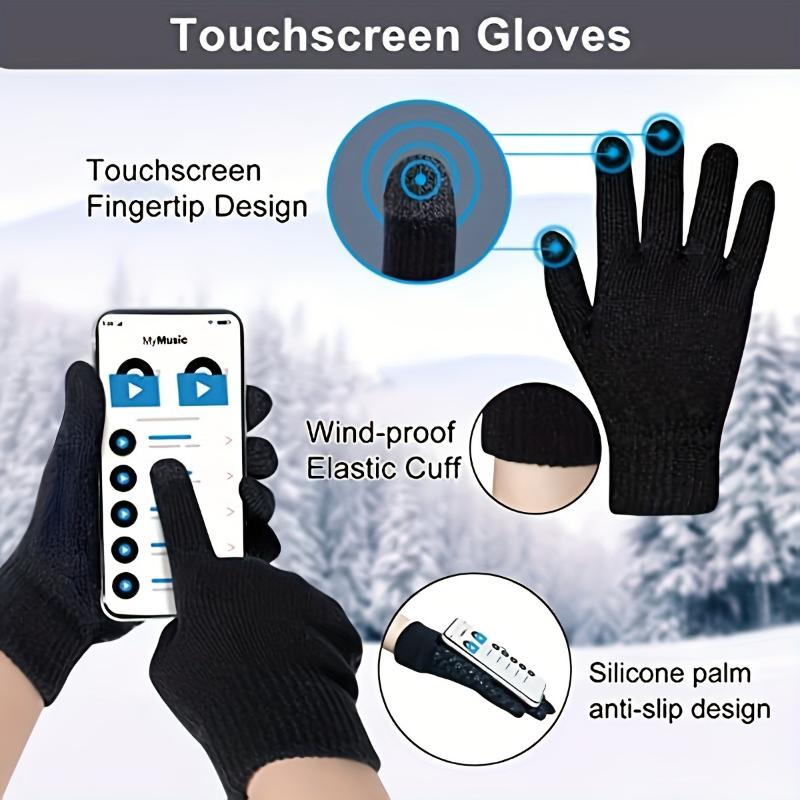 3pcs Winter Warm Plus Velvet Thick Knit Hat, Scarf, Neck Gaiter and Touch Screen Gloves Set - Soft, Breathable, Windproof, Thermal Insulation