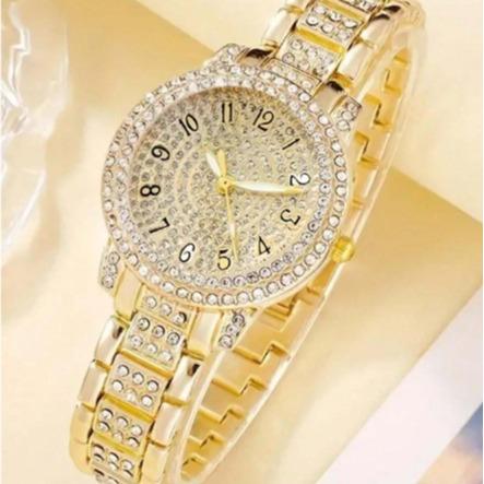 6pcs set Women's Quartz Luxury Watch with Full Crystal Digit Bracelet