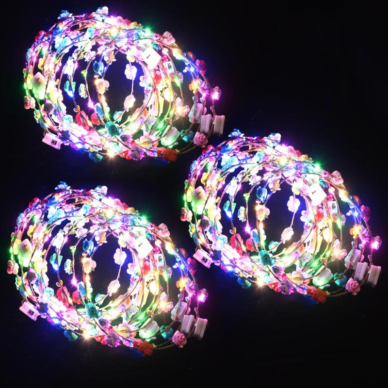 30 count LED Flower Crowns Headbands,Light up Headbands For Women,Glow in The Dark Headband,Diademas Con Luces Led Para Fiestas,Glow Headbands,Light up CrownDiademas Con Luces Led Para Fiestas