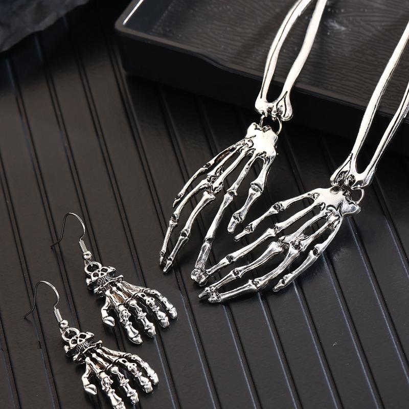 New Halloween Skull and Ghost Festival Claw Necklace Earrings Accessories Holiday Party Dress Up Props