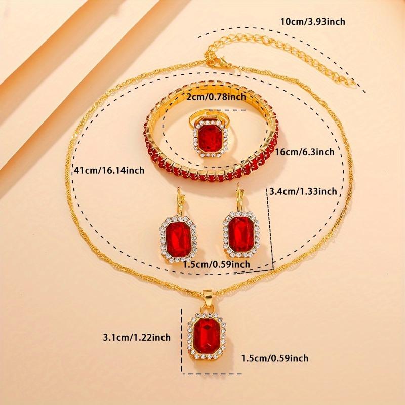 5pcs set fine jewelry pendant jewelry set, bracelet+necklace+earrings+ring, women fine jewelry set incandescent christmas lights