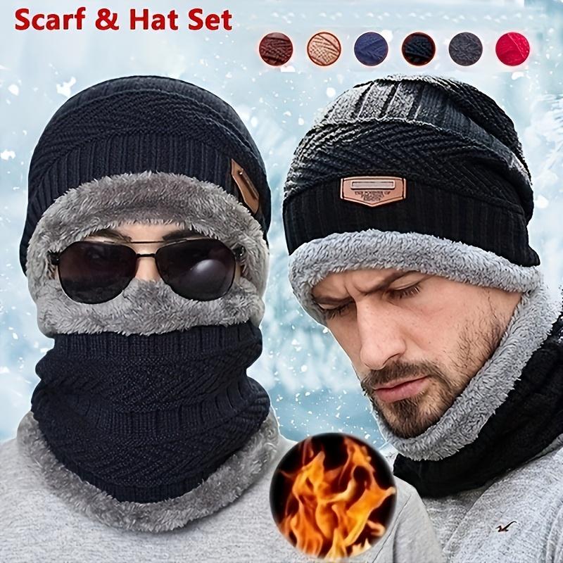 3pcs Winter Warm Plus Velvet Thick Knit Hat, Scarf, Neck Gaiter and Touch Screen Gloves Set - Soft, Breathable, Windproof, Thermal Insulation