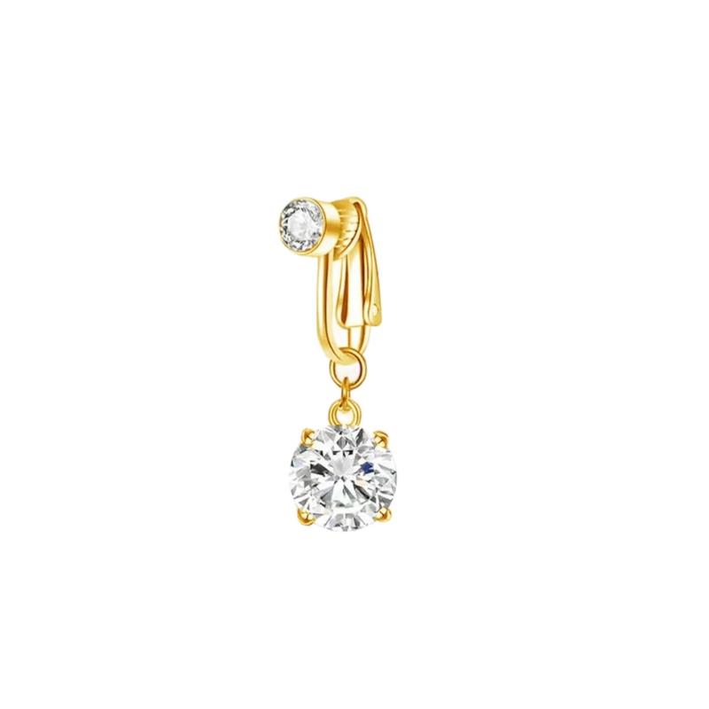 Gold Basic Clip On Belly Ring - Fake Piercing