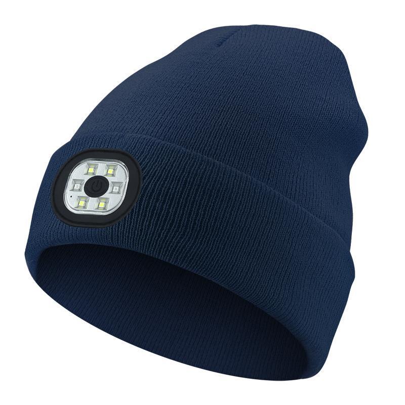 LED Beanie with The Light, Unisex USB Rechargeable Headlamp Winter Knitted Cap Gifts for Men Dad Husband Him