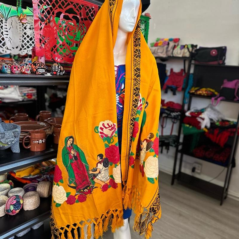 Virgen de Guadalupe Mexican rebozo fiesta shawl