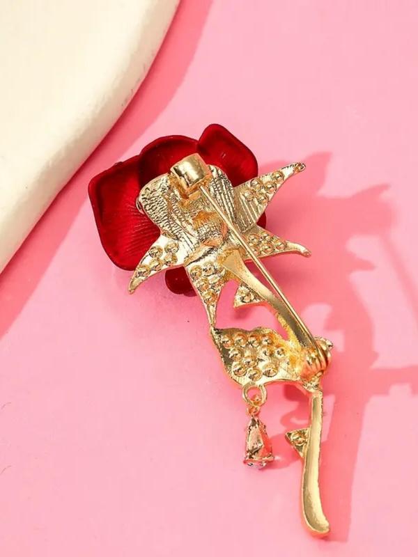 Women's Elegant Rhinestone Decorated Flower Design Brooch, Exquisite Trendy Brooch, Fashionable Clothes Accessories for Women & Girls