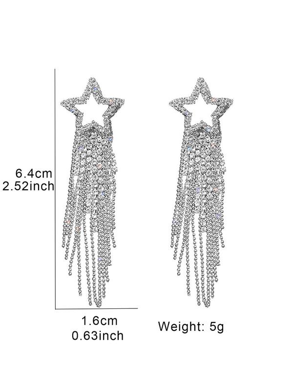 Star & Rhinestone Decor Dangle Earrings, Elegant Women's Jewelry For Party, Daily Clothing Decor