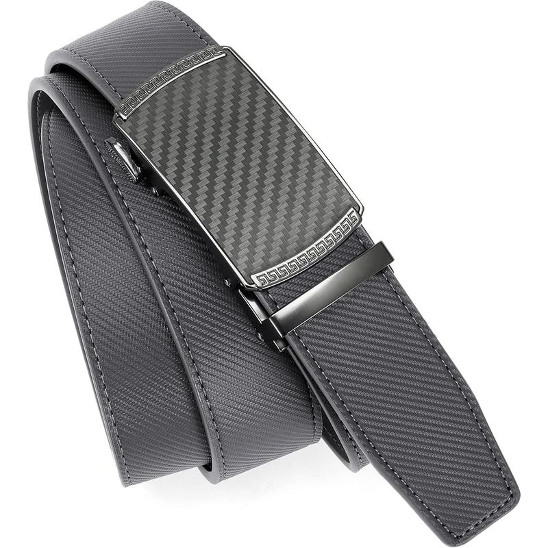 CHAOREN Mens Belt Leather Ratchet Belt - Customizable Fit, Effortless Style (35mm,Grey)