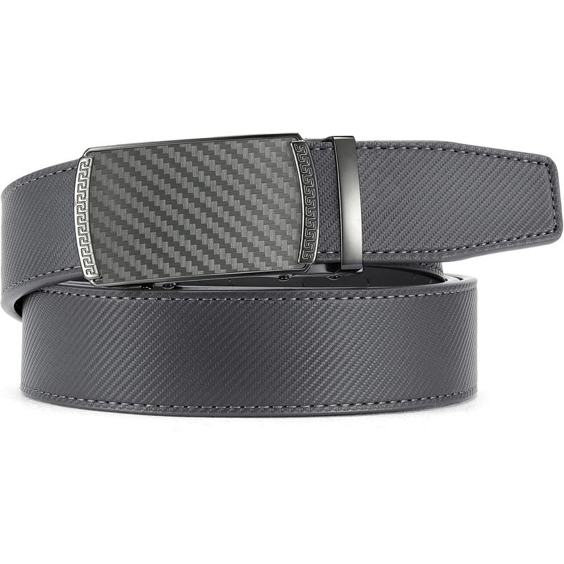 CHAOREN Mens Belt Leather Ratchet Belt - Customizable Fit, Effortless Style (35mm,Grey)