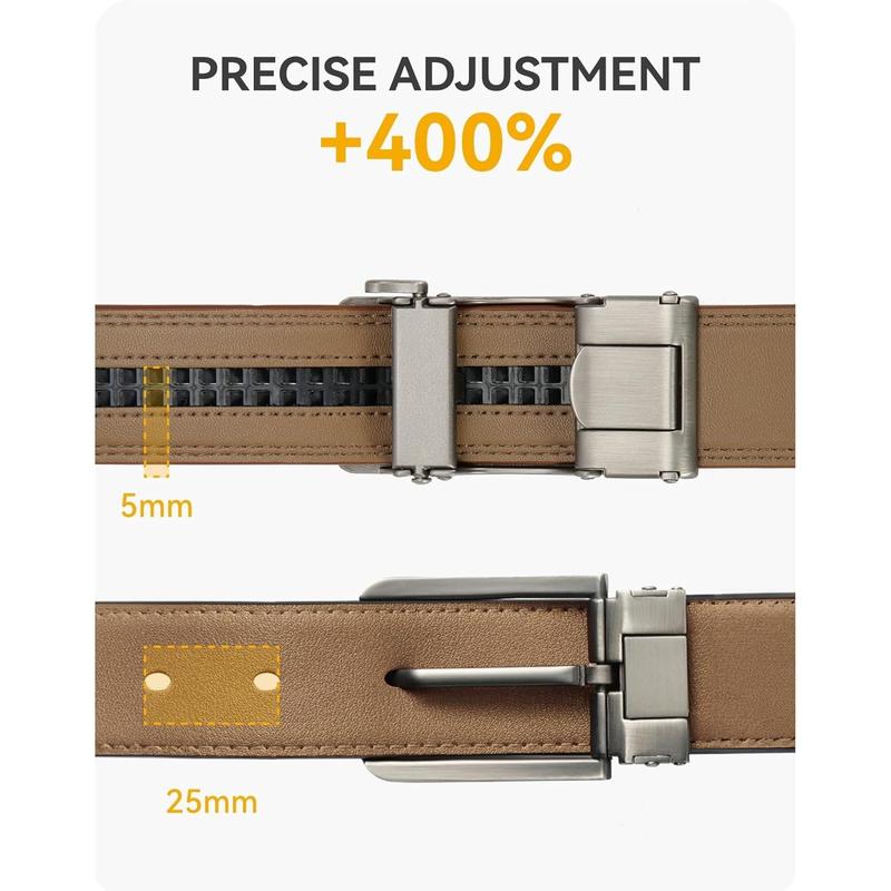 CHAOREN Mens Belt Leather Ratchet Belt - Customizable Fit, Effortless Style (35mm,Grey)