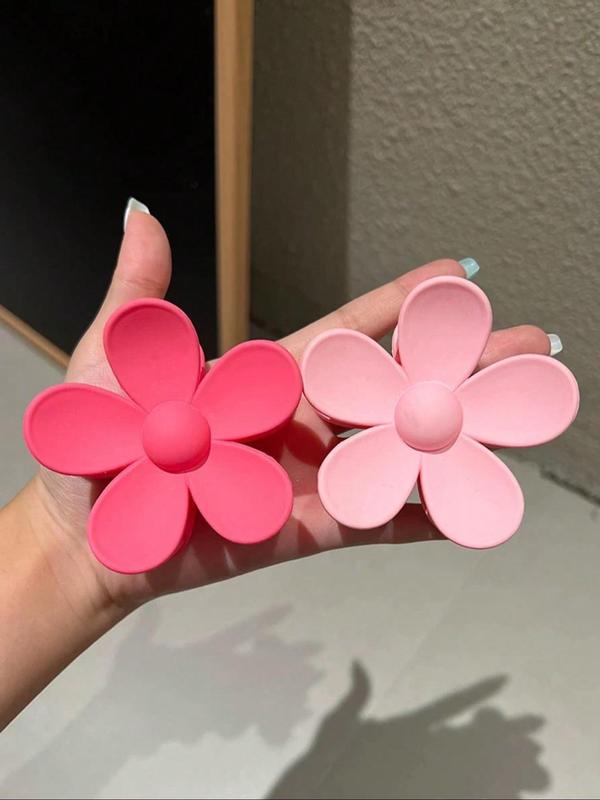 Fashion Flower Design Hair Claws As Gift, 2pcs Casual Simple Plain Non-sensitive Women Accessories, Casual Matching Trendy Hair Claw Clip for Daily Use